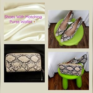 Faux Snake Skin Pumps And Matching Purse Wallet